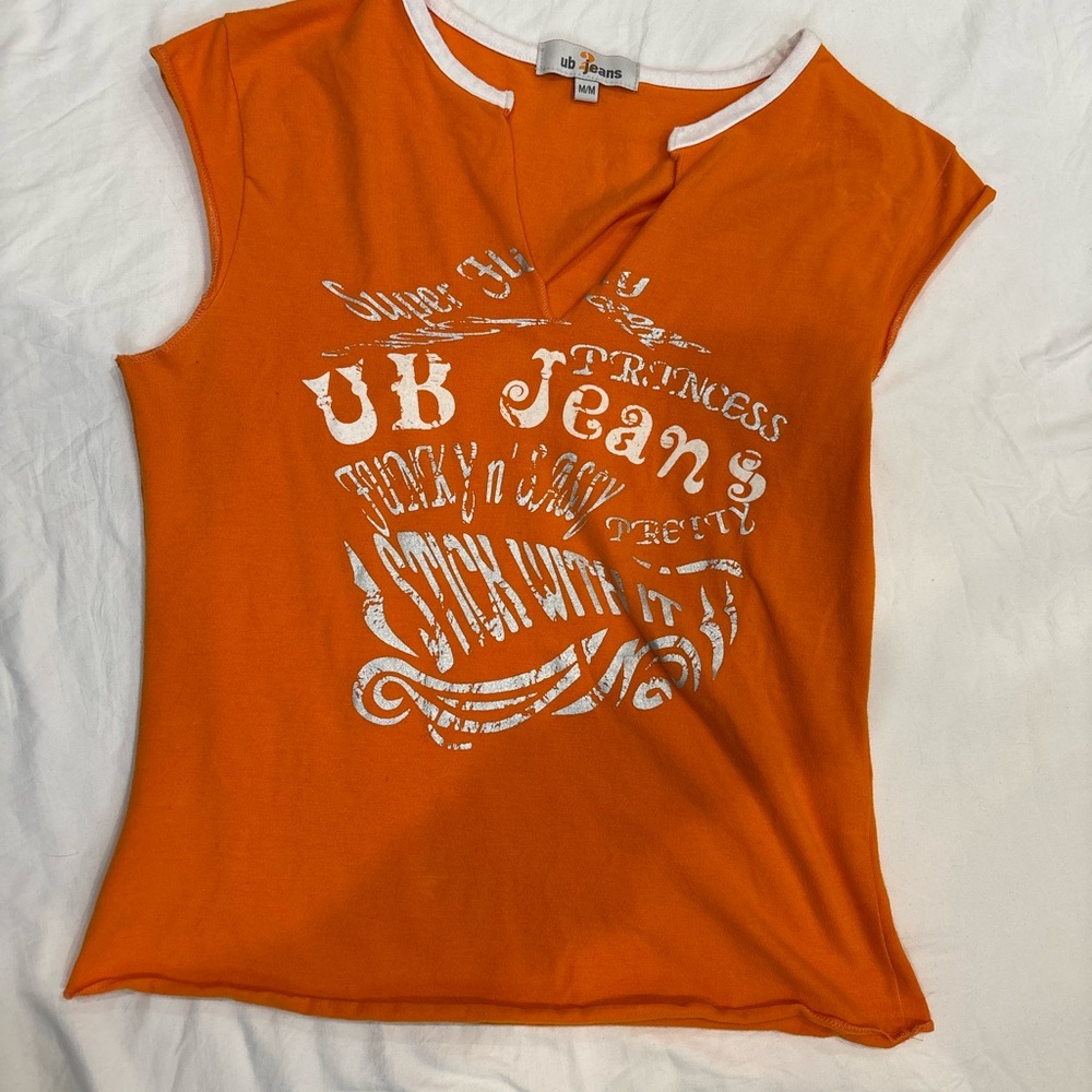Y2K Orange graphic tank